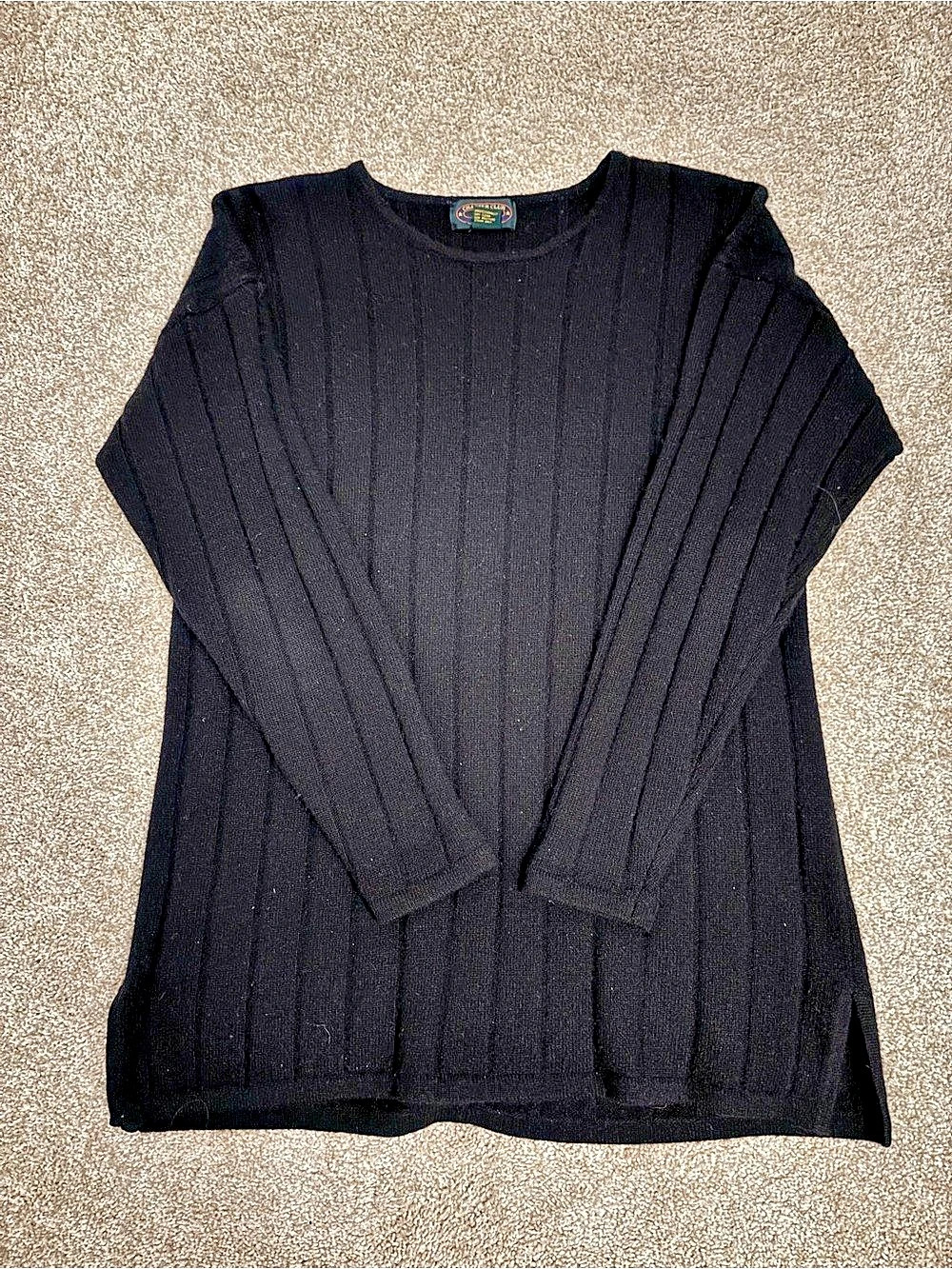 Charter Club Long Sleeve Ribbed Black Sweater Size Small